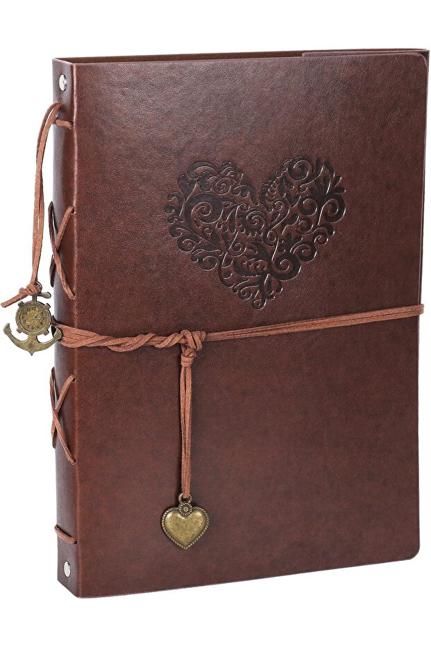 Leather Photo Album Scrapbook 28x21cm (60 Pages) - Heart