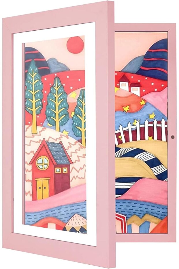 Kids Artwork Picture Frame, A4 Front-Opening Display Frame (Pink)