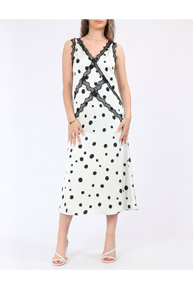 Rochie medie, Ecru - 1