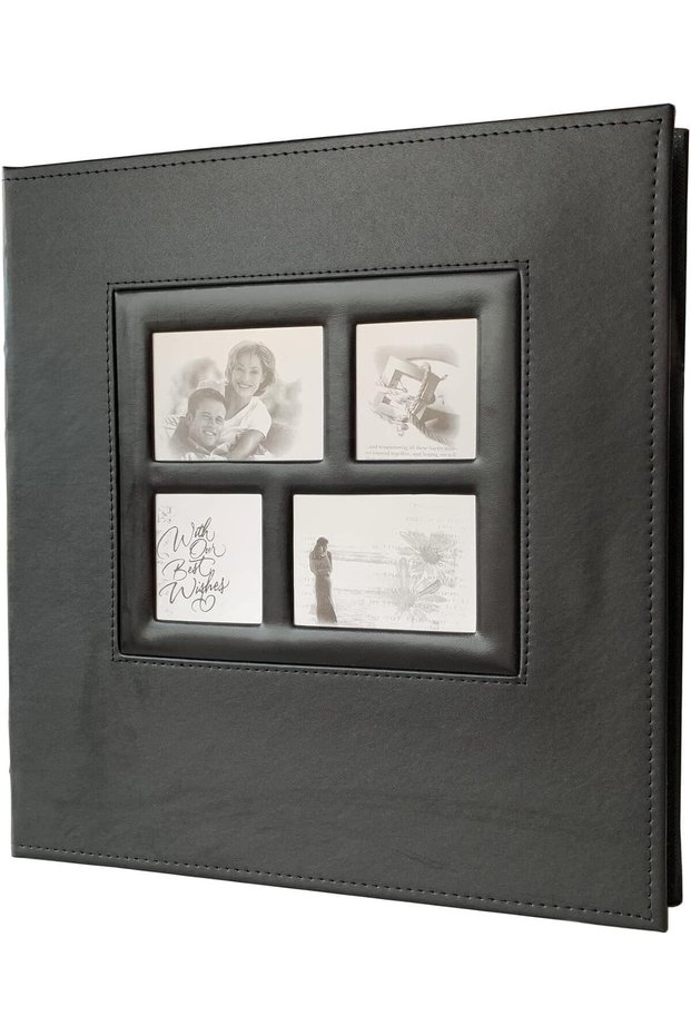 Photo Album 36x34x6 cm - 600 Photos, PU Leather, Magnetic Self-Stick (Black)