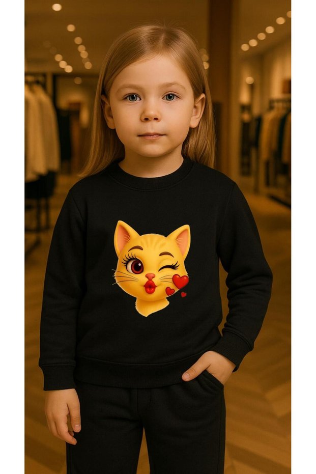 Children's Team Sweatshirt Kiss Printed Girls Boys Crew Neck3 4-5-6-7-8-9-10-11-12Years