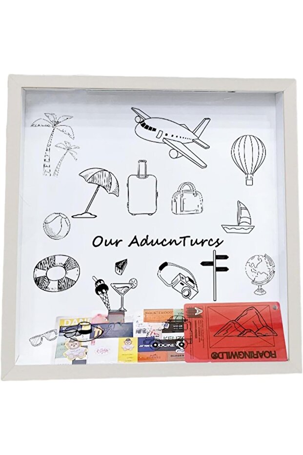 Adventure Travel Shadow Box (White, 12 x 12)