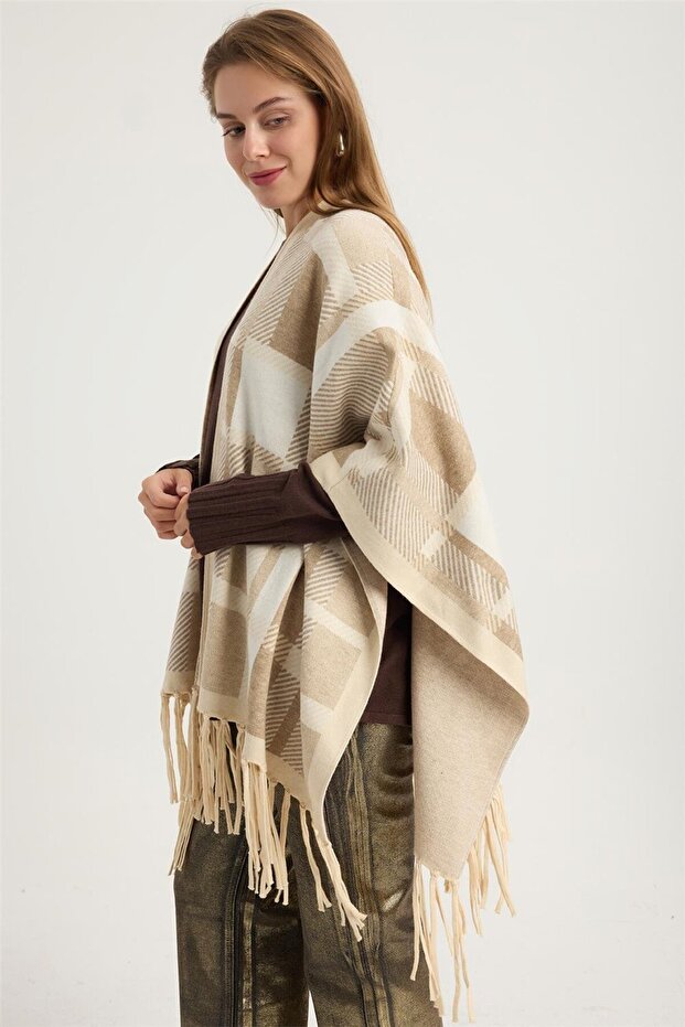 Ekose Saçaklı Panço - 2