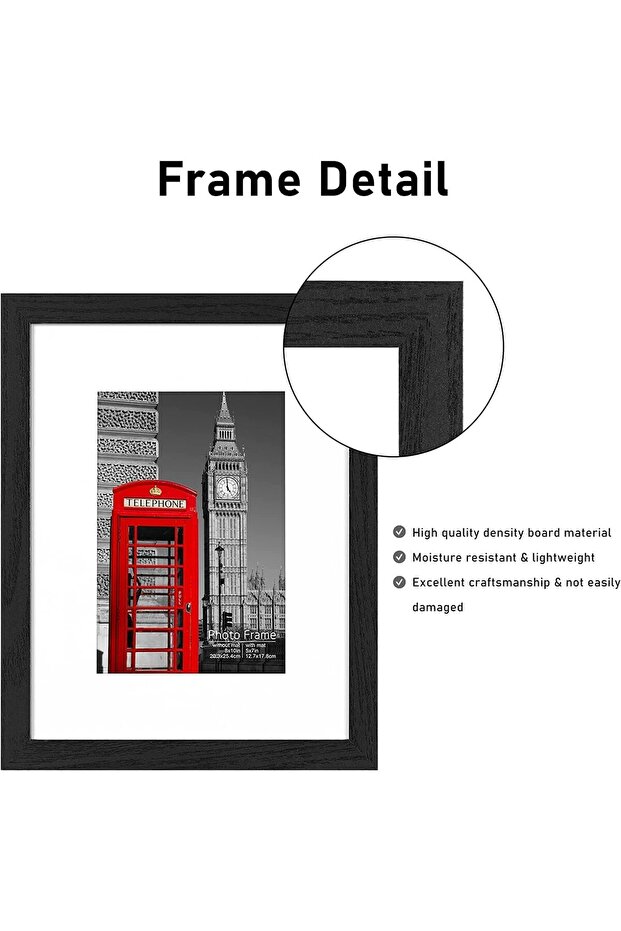 A4 Photo Frame With Mount - Set of 3, Black