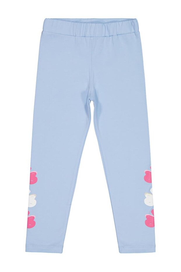 Flower Printed 6-9 Years Old Leggings - Blue 7-8 Years Old