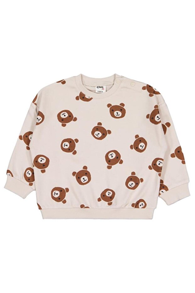 Bear Print 6-18 Months Sweatshirt - Beige 6-9 Months