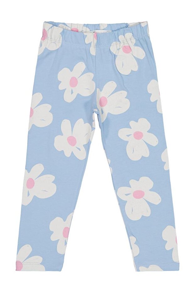 Large Floral Patterned Leggings for Ages 2-5 - Blue 2-3 Years