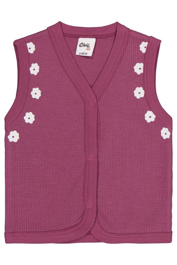 Floral Embroidered 6-18 Months Vest - Pink 6-9 Months