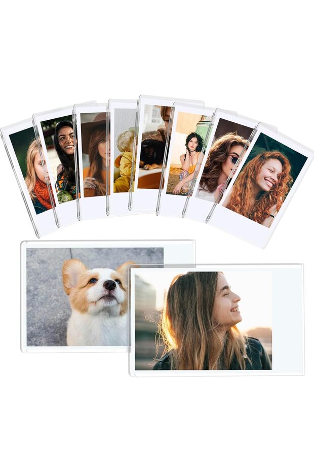 10-Pack Magnetic Mini Photo Frames for 2x3 Pictures, Acrylic Fridge Frames for Instax/Polaroid