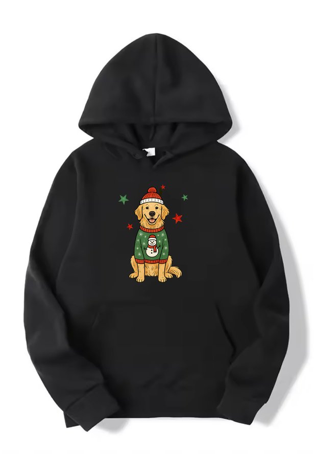 New Year Special Series Dog Christmas Printed Ka Hooded Iyah Sweatshirt