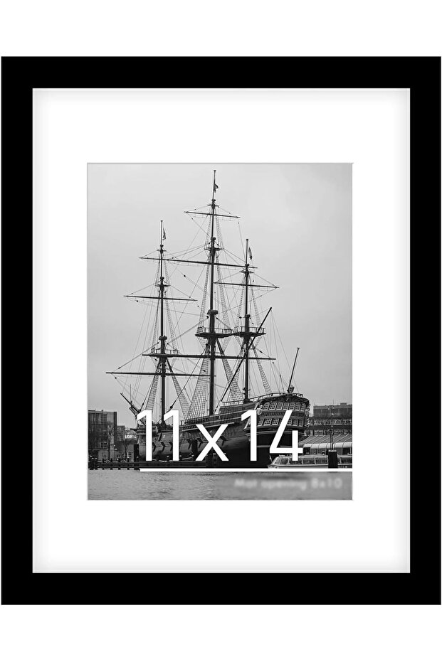 Picture Frame 35x28cm (36x28 cm) - Solid Wood, Black, Wall/Tabletop