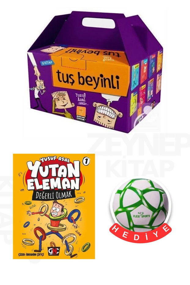 Tuş Beyinli 8 Kitap Set ve Yutan Eleman Değerli Olmak (Futbol Topu Hediye)