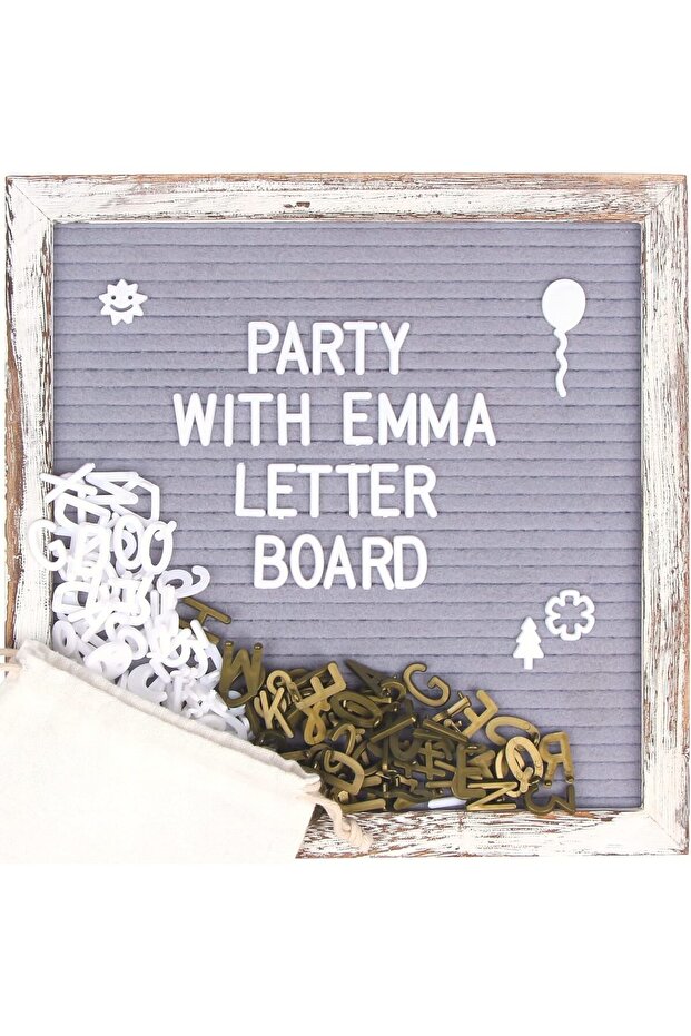 Rustic Vintage Wood Grey Felt Letter Board - Changeable Message Board (Grey)
