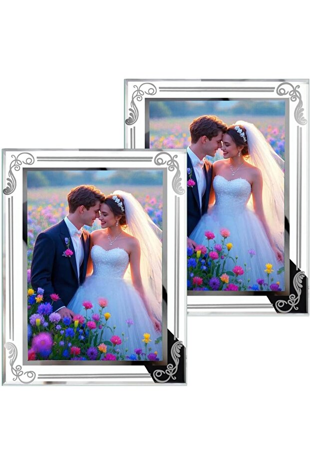 2-Pack 3.5x5 in High-Definition Glass Picture Frames (Silver)