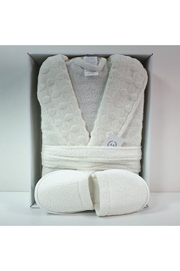 Roma single bathrobe set, white, 3 pieces