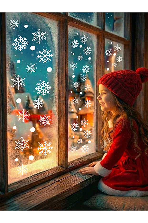 New Year Snowflakes Glass Sticker - Suitable for All Surfaces, Non-Marking Winter and Christmas Decoration