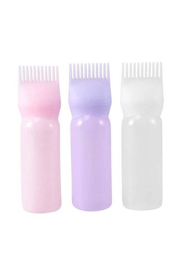 3 Piece Hair Dye Applicator Bottle With Brush White/Purple/Pink