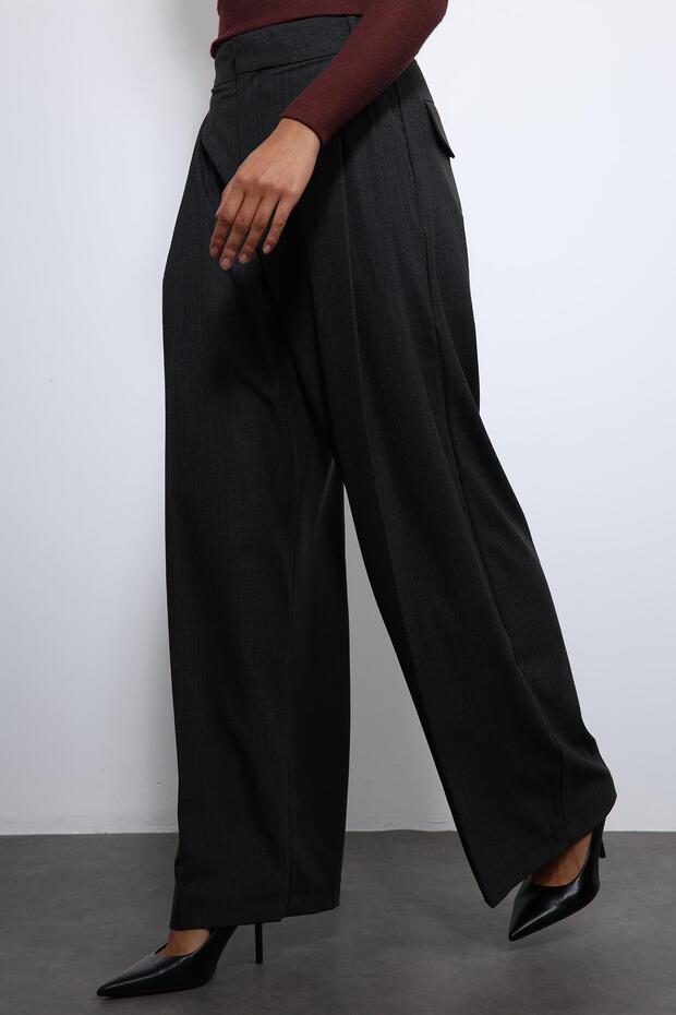 Smoked Striped Wide-Leg Pants