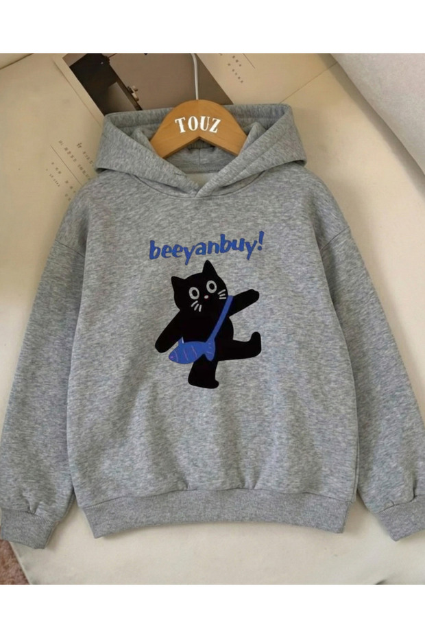 Beeyanbuy Cat Kids 3-Thread Thick Sweet Hoodie