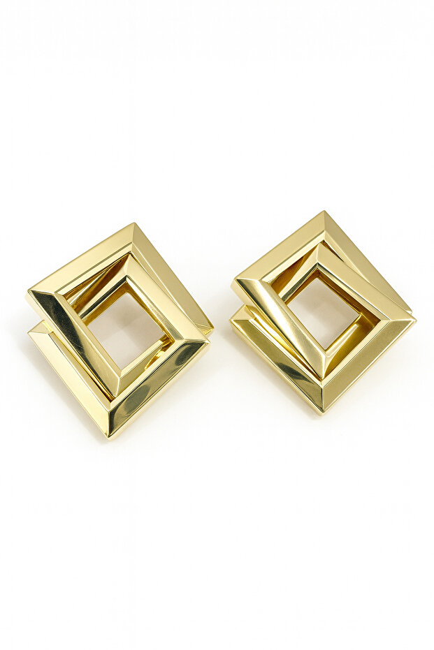 Çelik Çift Kare Küpe - 2