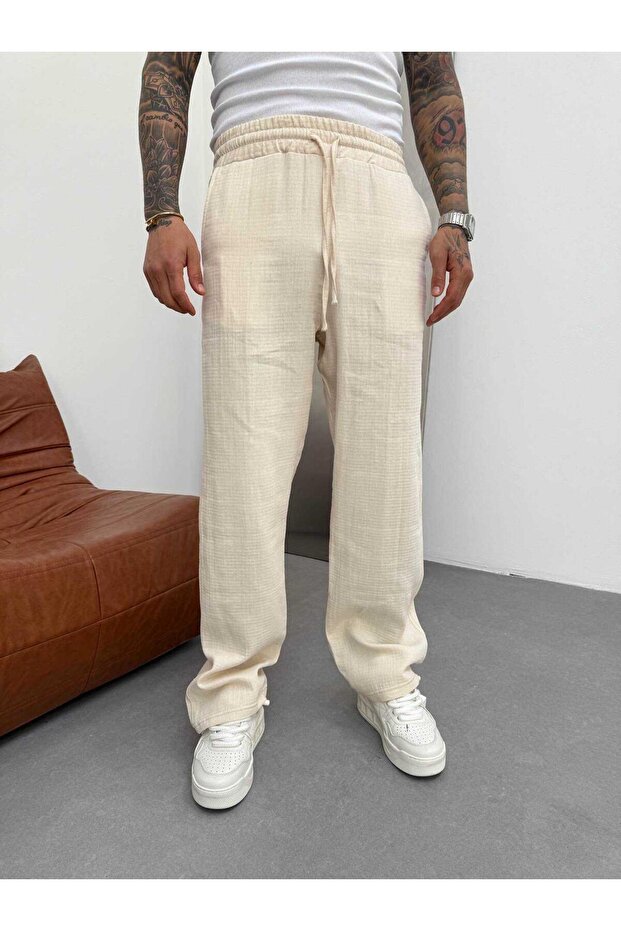 Men'S, Muslin Fabric Baggy Pants
