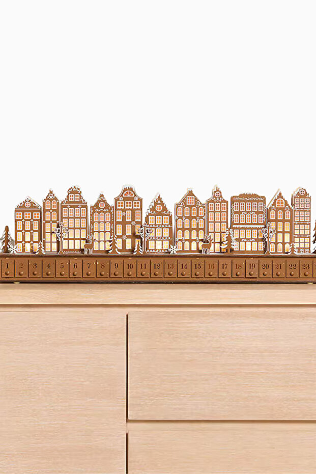Gingerbread Village Advent Calendar LED Işıklı 24 Çekmeceli Ahşap Takvim - 6