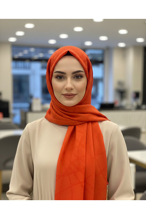شال تريند أورانج هازان 1 - IST 23038 نمط هندسي