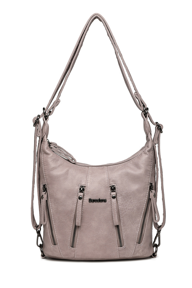 Barcelona Daily Medium Size Zipper Detailed Multi-Pocket Women's Shoulder and Backpack Powder