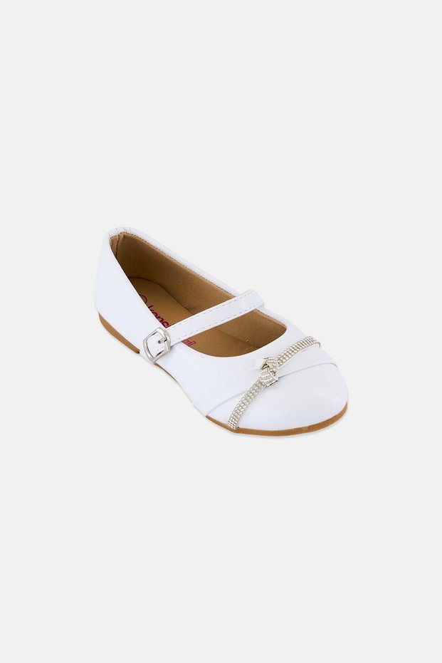 Toddlers Girl Ballerinas Adjustable Buckle Flats, White