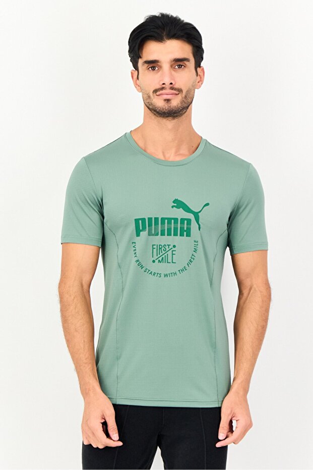 First Mile Men Sportswear Fit Short Sleeve Training T-Shirt, Ash Green