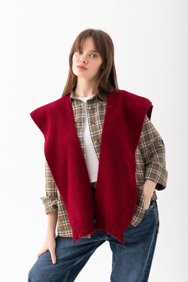 Yumoş Square Patchwork Scarf - Sports Knitwear Knitted Shoulder Scarf - Puffy Soft Textured Scarf