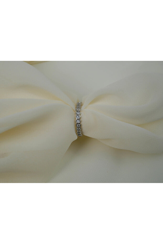 Yzk064 Hexagonal Zircon Silver Adjustable Ring