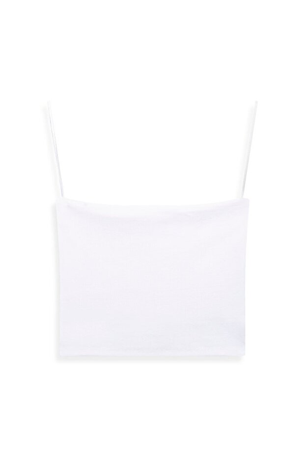 Straplez Basic Crop Beyaz Atlet - 2