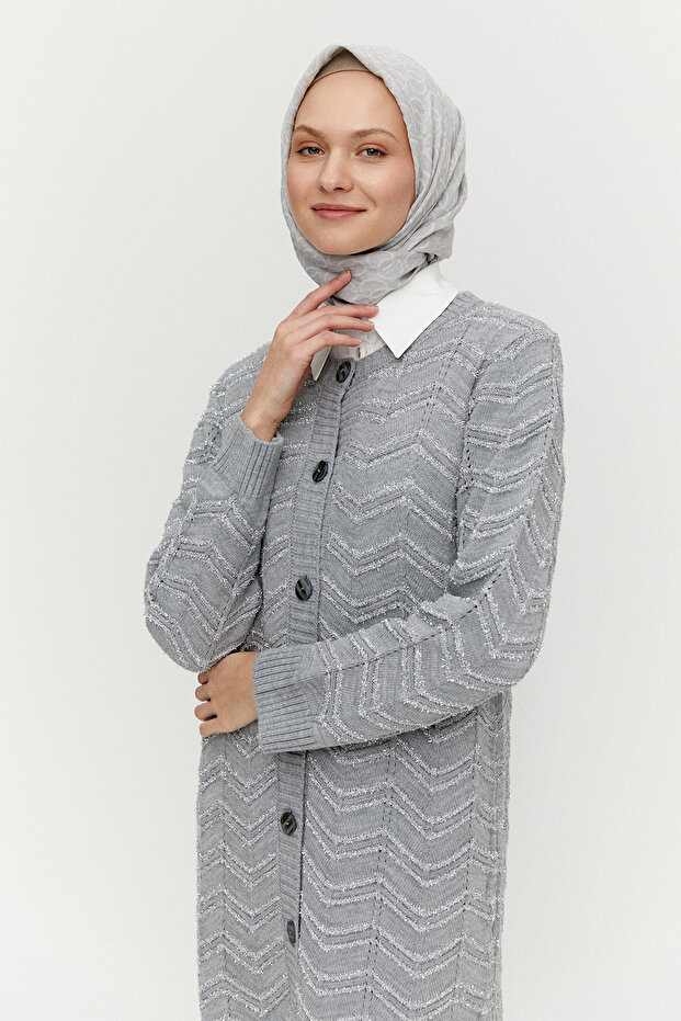 Simli Uzun Triko Hırka - 3