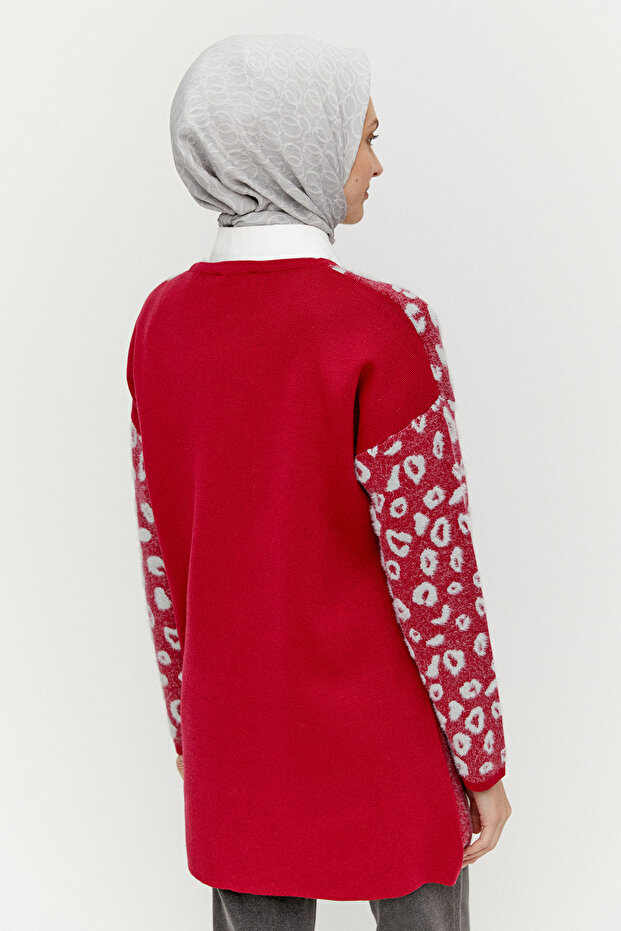 Leopar Detaylı Triko Tunik - 6