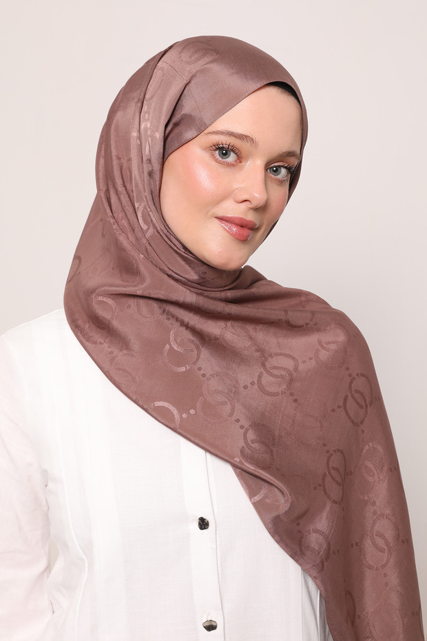 شال حريري منقوش بنمط OO - 3