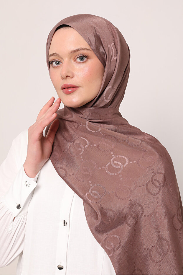 شال حريري منقوش بنمط OO - 1