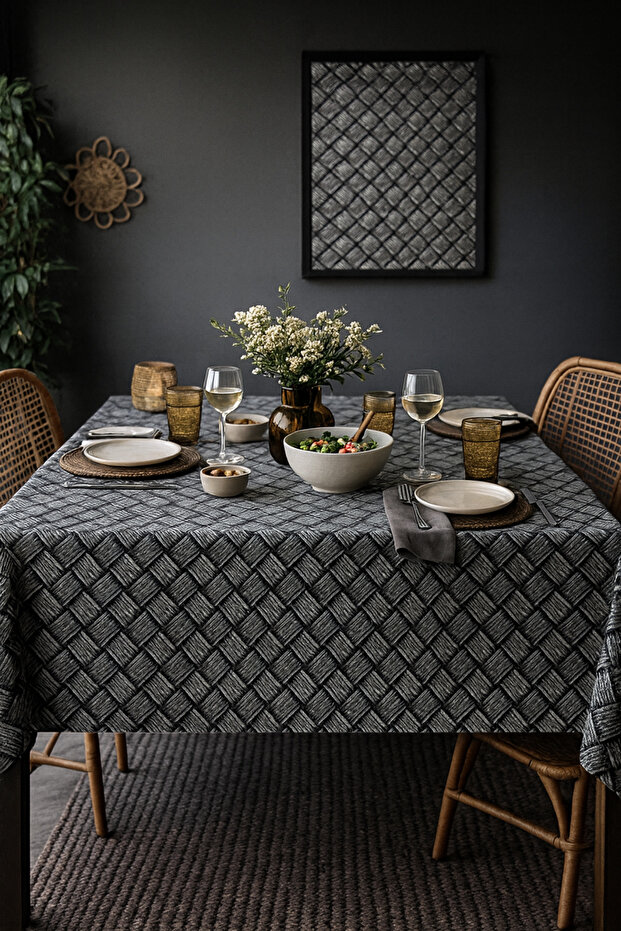 Cotton Carefree Water Repellent Stain Resistant Carefree 3D B Printed Table Cloth