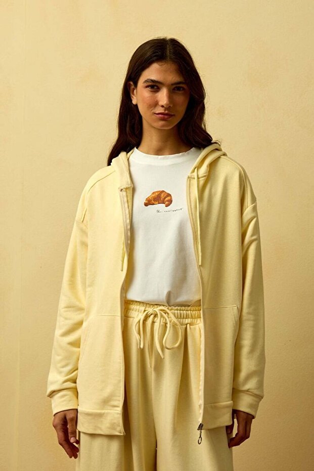 Tereyağ Sarısı 3 İplik Basic Hırka - 1