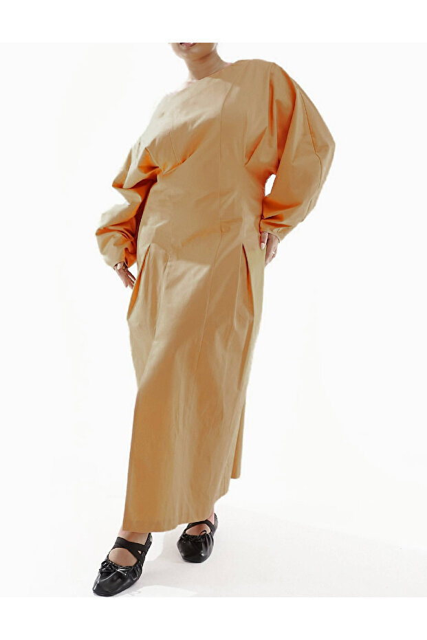 Rochie lunga, maro deschis - 1