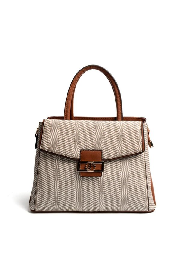 Beige - Tan Wicker Women's Handbag Sp1264