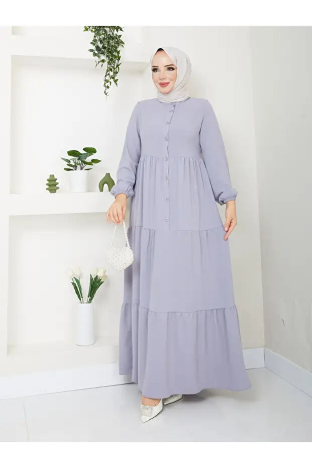 Women's Ayrobin Chic and Comfortable Fit Fabric Full-Length Modest Dress