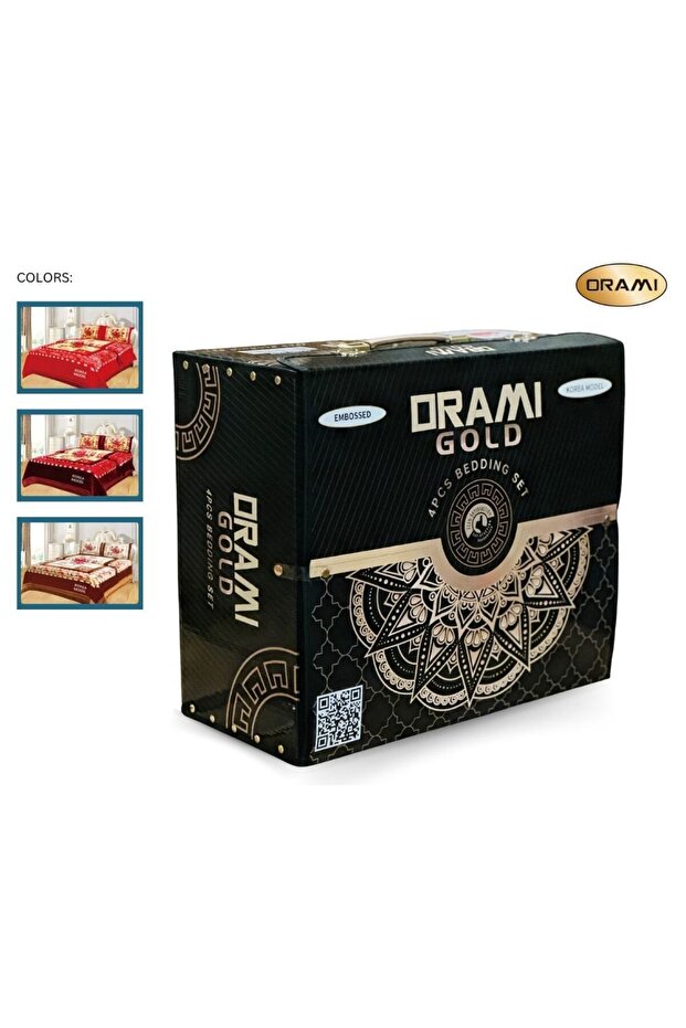 Gold 4-Pcs Premium Embossed Bedding Set (Double Blanket 220x240 cm)