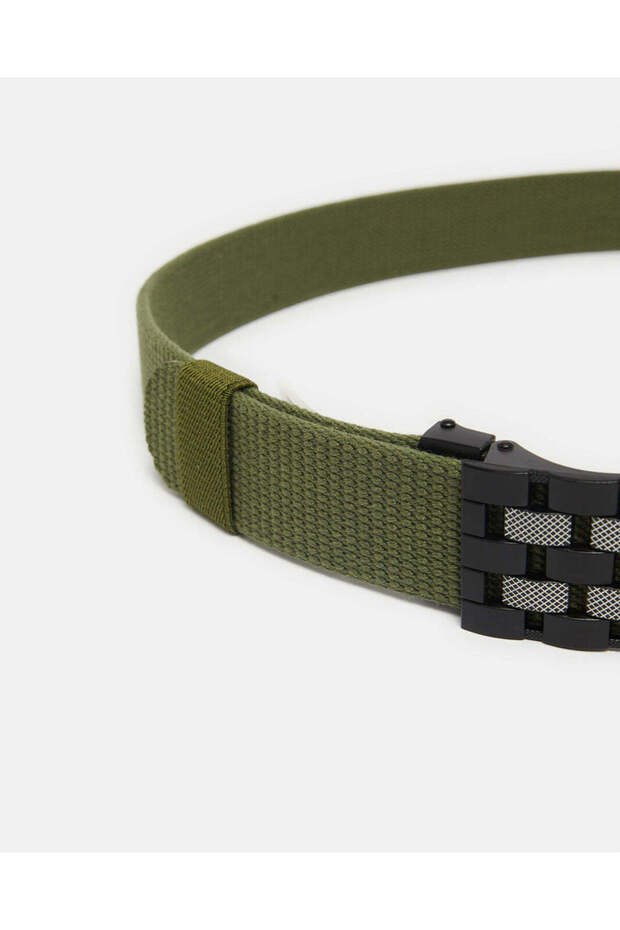 حزام مطاطي سادة للرجال باللون الزيتوني - 3