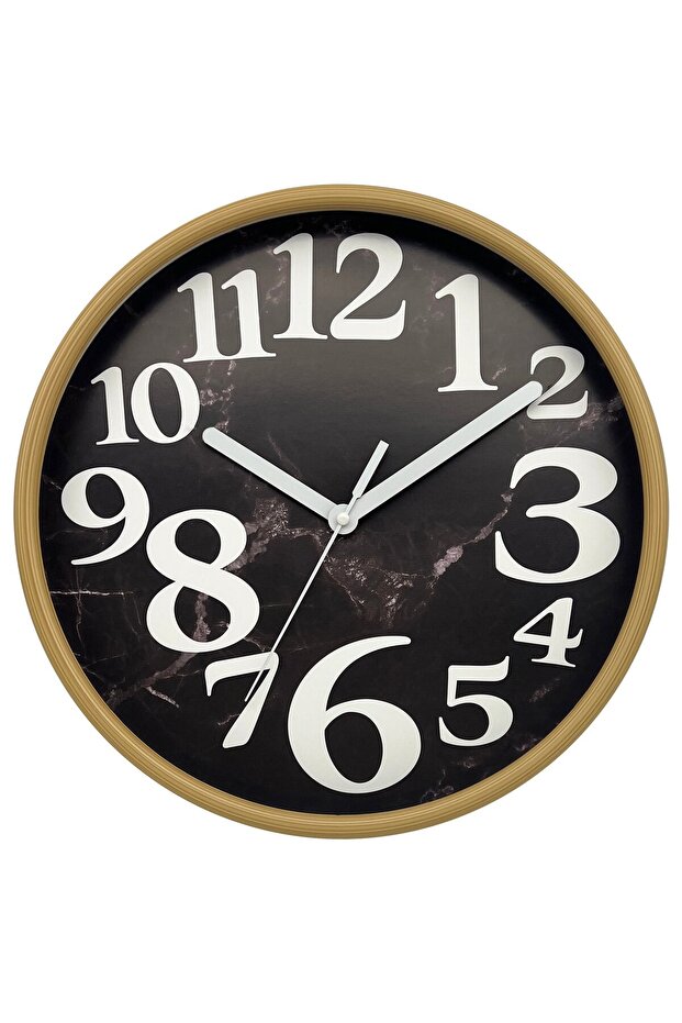 MARBLE FACE WALL CLOCK 30 CM BLACK