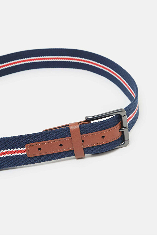 Men Navy And Brown Elastic Belt