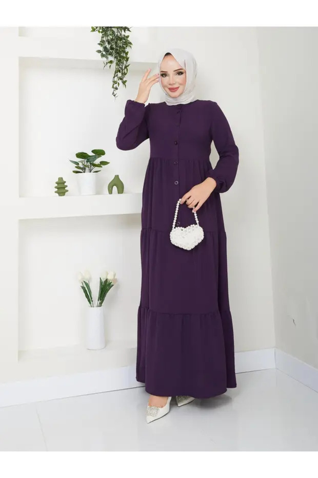 Women's Ayrobin Chic and Comfortable Fit Fabric Full-Length Modest Dress