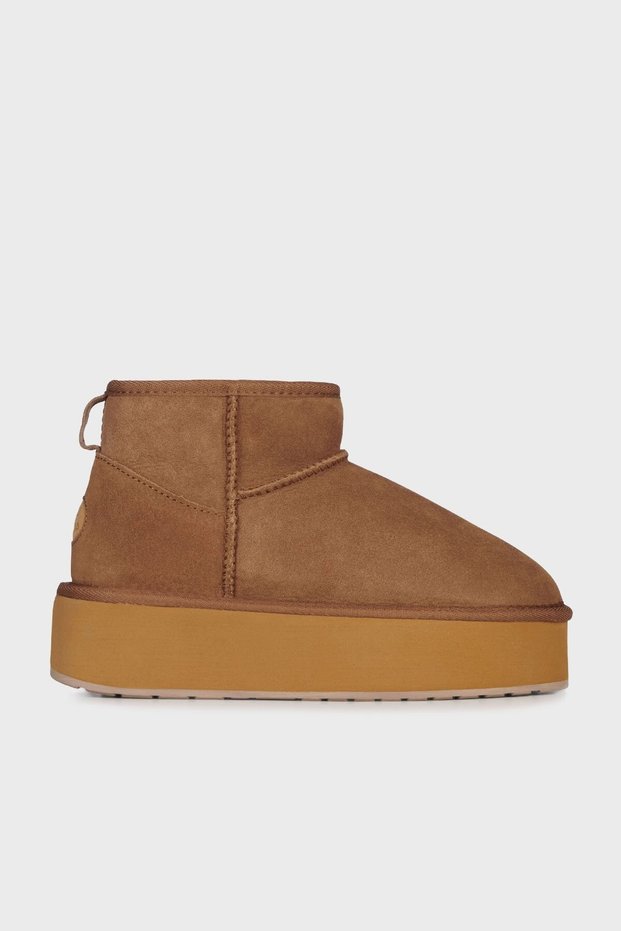 Leather Stinger Micro Flatform Water Resistant Sheepskin Sheep Fur Boots