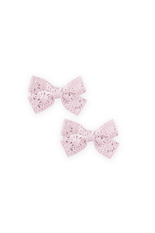 Dantel Örmeli İkili Toka Pudra - 1