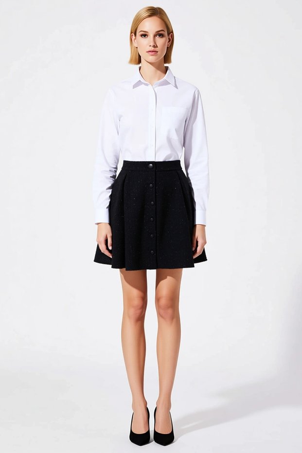 Women's Flared Tweed Mini Skirt Buttoned Fit Functional Durable Quality Comfortable Aesthetic Stylish